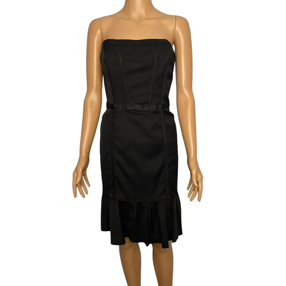 Black House White Market Strapless Faille Ruffled Hem Black Dress size 6 NWT - Picture 2 of 8